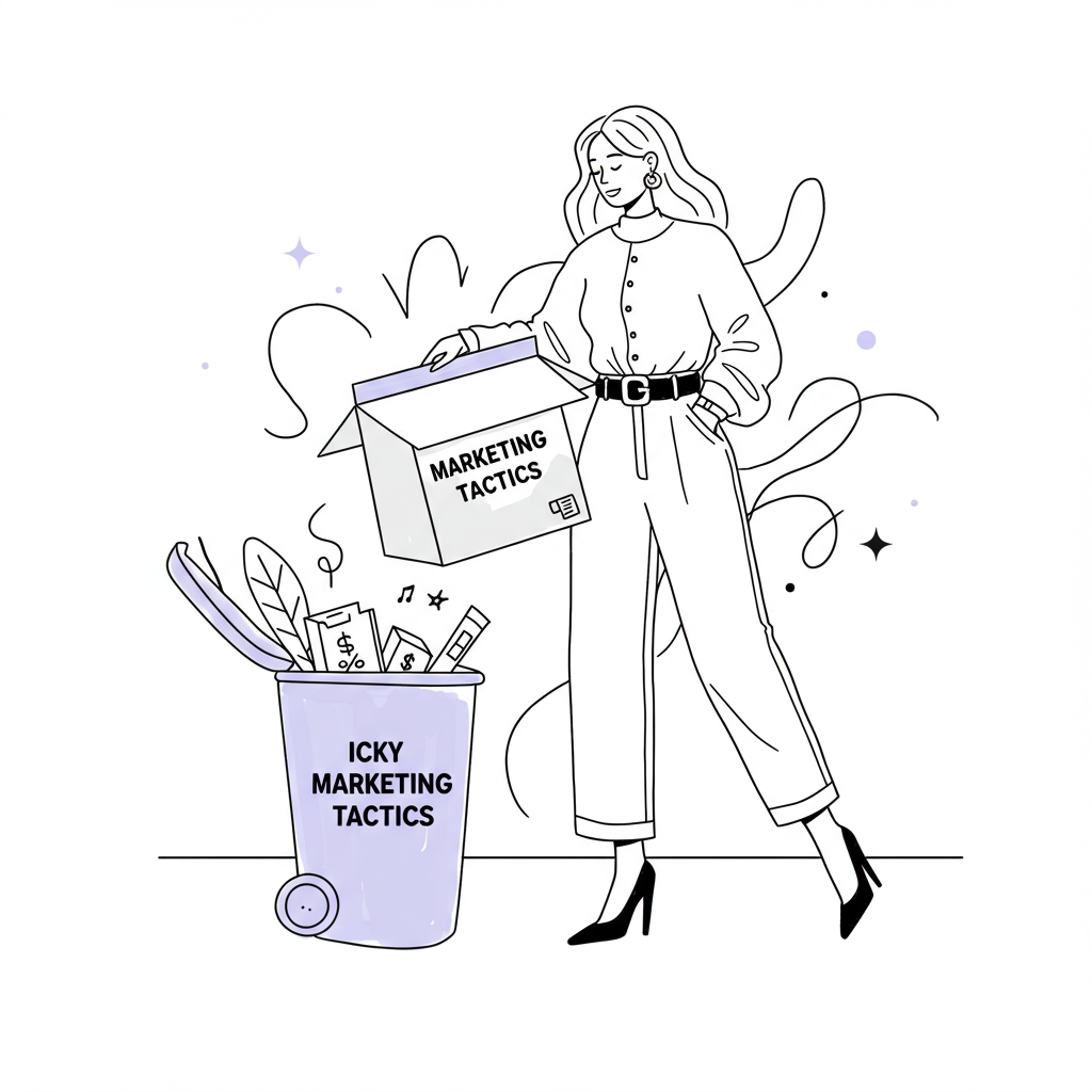 Ditch the ick! ❤️ Connect authentically, not aggressively. Build your tribe & a thriving biz. How? #Femmeprenista has the answers!