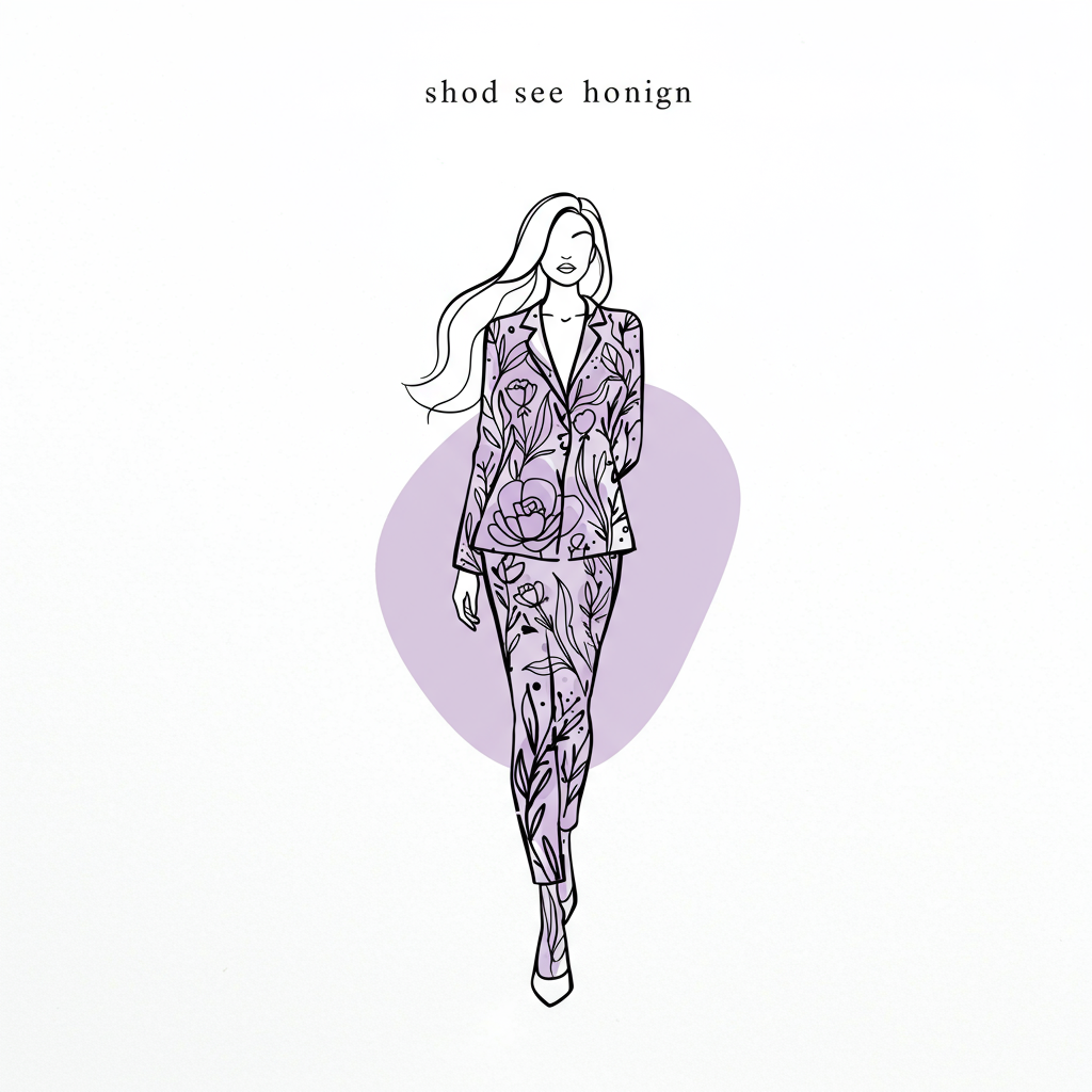 Chic black and white line art: businesswoman silhouette filled with a flourishing garden; pastel purple flowers | Femmeprenista