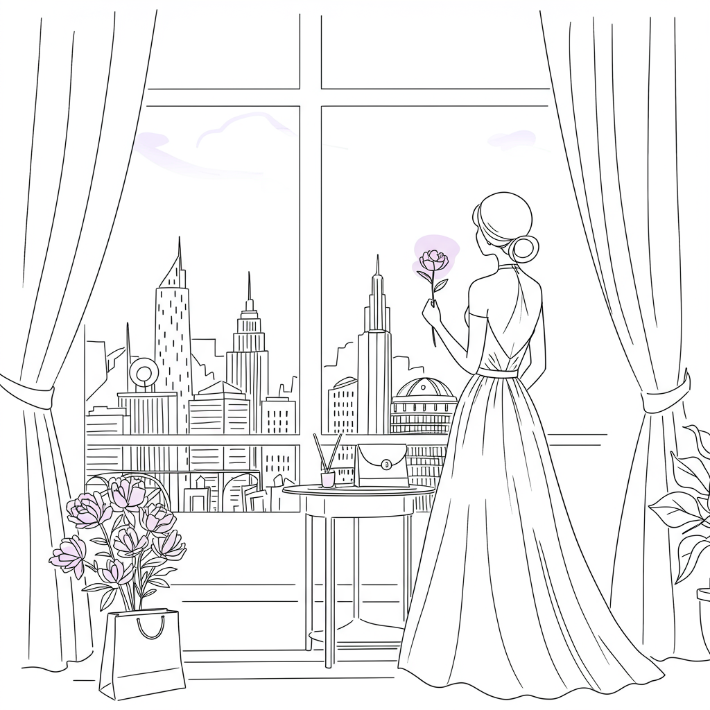 Line art: Mumpreneur dreams of her business supporting her lifestyle. Pastel purple flower, chic modern style | Femmeprenista