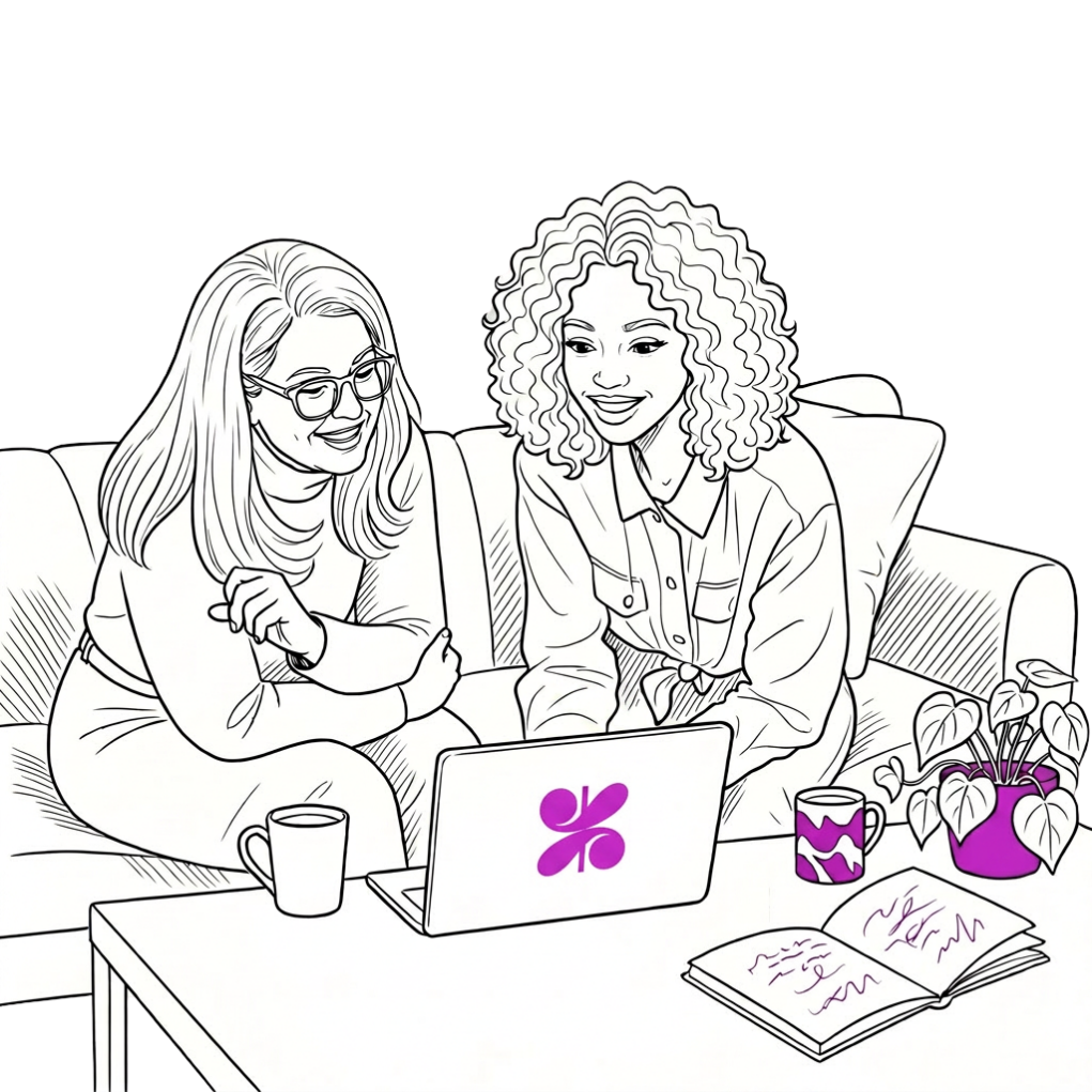 Illustration of two women in strategic conversation