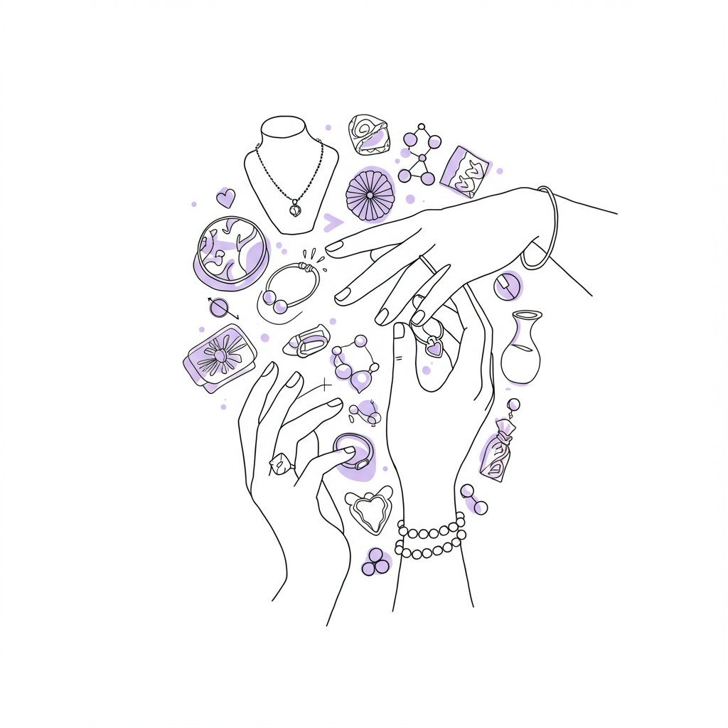 Title: E-commerce Platforms Artisan Mums: 2025's Best Guide 3 Modern black and white line art: Artisan mumpreneur's hands over stylized e-commerce items, pastel purple jewelry accent | Femmeprenista