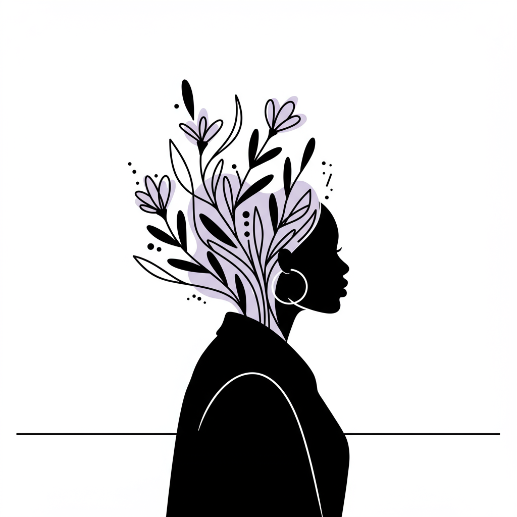 Ready to Scale? Signs You're Ready for Business Growth 2 Modern line art of a confident woman silhouette with botanical flourishes signifying business growth; pastel purple accent flower | Femmeprenista