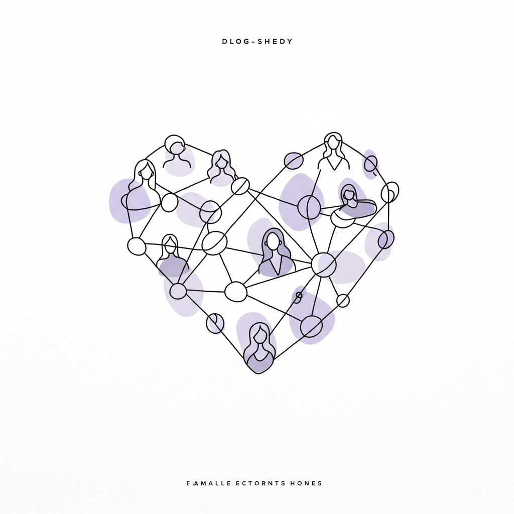 Unlocking Micro-Networking for Female Entrepreneurs: Grow Your Biz 3 Modern black and white line art: interwoven threads forming a heart-shaped network of female entrepreneurs; pastel purple knots highlight micro-networking | Femmeprenista